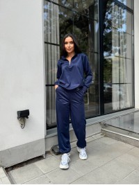 Жіночий спортивний костюм із трикотажу синього кольору 29181