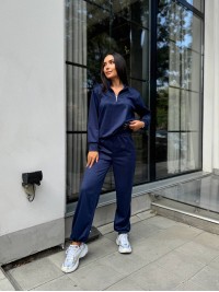 Жіночий спортивний костюм із трикотажу синього кольору 29181