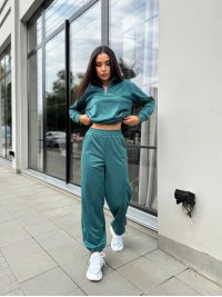 Жіночий спортивний костюм із трикотажу смарагдового кольору 29182