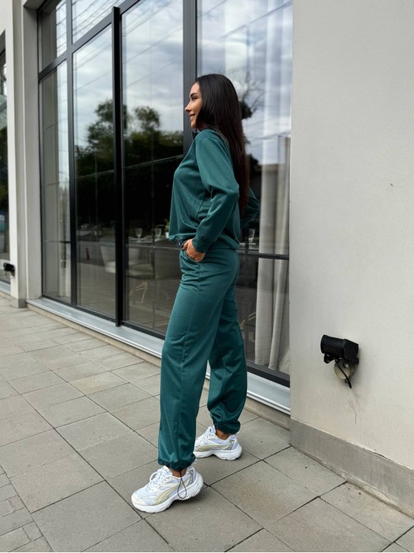 Жіночий спортивний костюм із трикотажу смарагдового кольору 29182