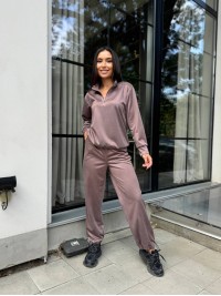 Жіночий спортивний костюм із трикотажу кавового кольору 29184