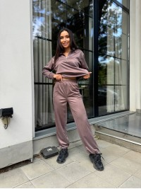 Жіночий спортивний костюм із трикотажу кавового кольору 29184