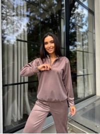 Жіночий спортивний костюм із трикотажу кавового кольору 29184