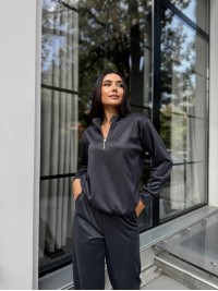 Жіночий спортивний костюм із трикотажу графiтового кольору 29185