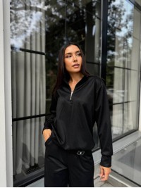 Жіночий спортивний костюм із трикотажу чорного кольору 29186