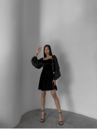 Ошатна оксамитова сукня чорного кольору 29252