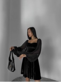 Ошатна оксамитова сукня чорного кольору 29252