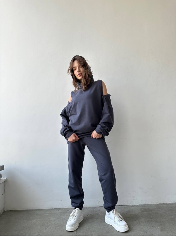 Жіночий повсякденний костюм сірого кольору 29270