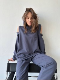 Жіночий повсякденний костюм сірого кольору 29270