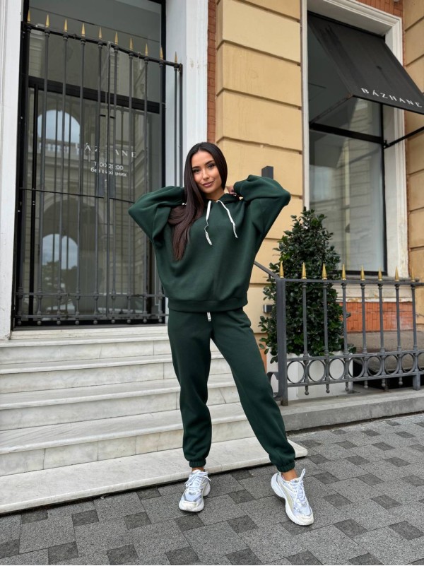 Жіночій теплий спортивний костюм смарагдового кольору 29341