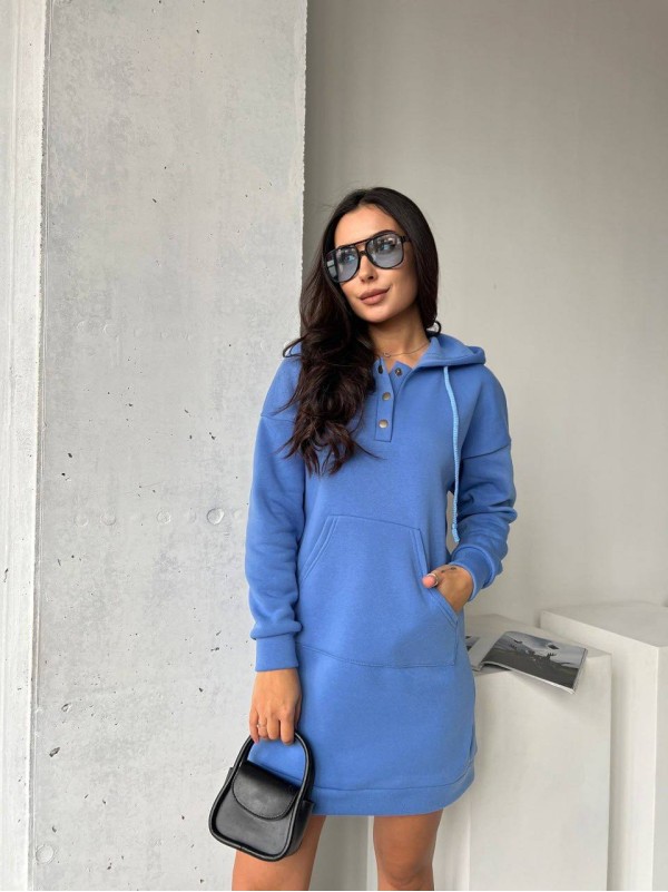Сукня-туніка на флісі синього кольору 29373