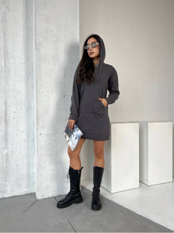 Сукня-туніка на флісі графiтового кольору 29375