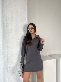 Сукня-туніка на флісі графiтового кольору 29375