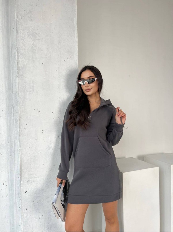 Сукня-туніка на флісі графiтового кольору 29375
