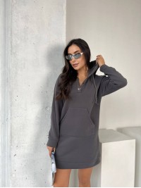 Сукня-туніка на флісі графiтового кольору 29375