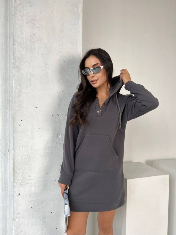 Сукня-туніка на флісі графiтового кольору 29375