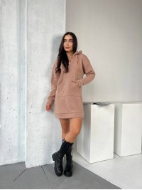 Сукня-туніка на флісі кавового кольору 29376
