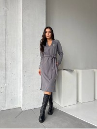 Сукня з поясом на флісі графітового кольору 29377