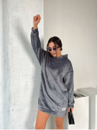 Махрова сукня-туніка графiтового кольору 29381