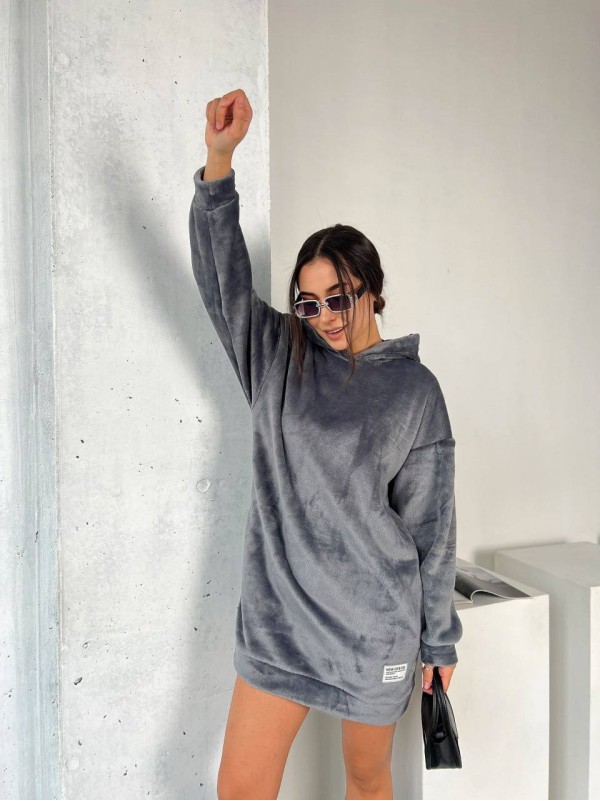 Махрова сукня-туніка графiтового кольору 29381