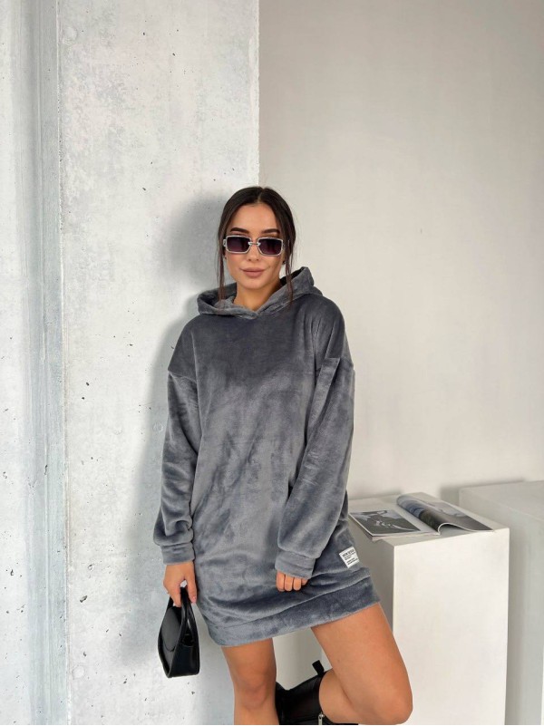 Махрова сукня-туніка графiтового кольору 29381