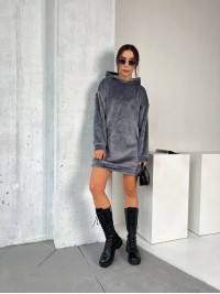 Махрова сукня-туніка графiтового кольору 29381