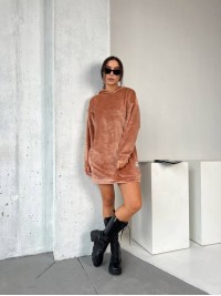 Махрова сукня-туніка кавового кольору 29383