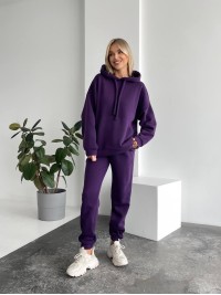 Теплий жіночий костюм з капюшоном фiолетового кольору 29396