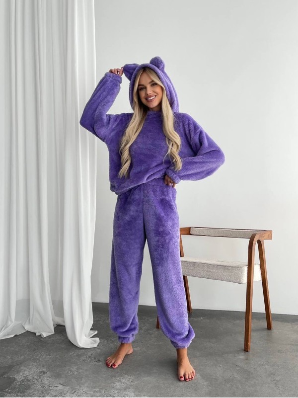 Жіночий махровий домашній костюм лавандового кольору 29413
