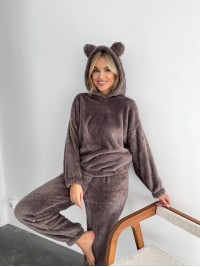 Жіночий махровий домашній костюм кавового кольору 29417