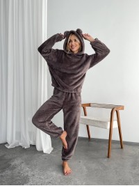 Жіночий махровий домашній костюм кавового кольору 29417