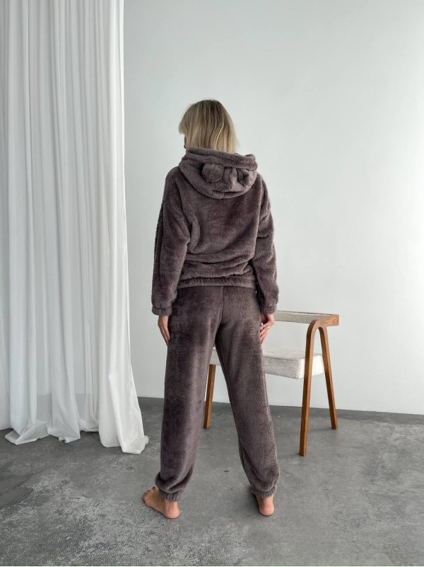 Жіночий махровий домашній костюм кавового кольору 29417