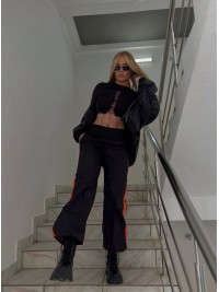 Жіночі широкі штани чорного кольору 29429