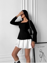 Жіночий стильний костюм 2-ка чорного кольору 29504