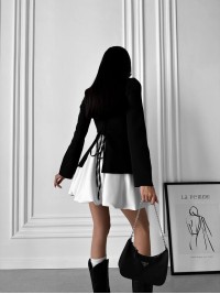 Жіночий стильний костюм 2-ка чорного кольору 29504