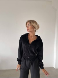 Жіночий велюровий костюм чорного кольору 29505