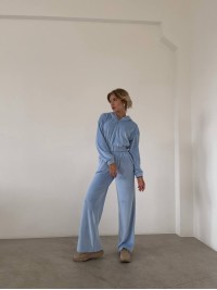 Жіночий велюровий костюм блакитного кольору 29506