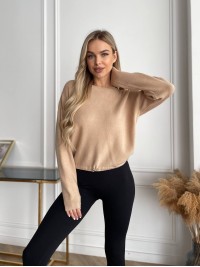 Жіночий светр на затяжках бежевого кольору 29549