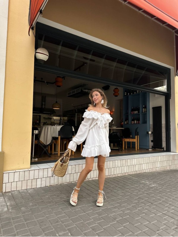 Жіноча шифонова сукня міні білого кольору 29556