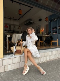 Жіноча шифонова сукня міні білого кольору 29556