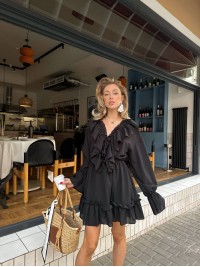 Жіноча шифонова сукня міні чорного кольору 29557