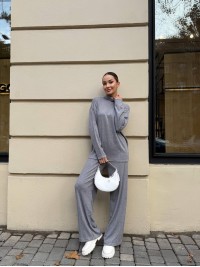 Теплий прогулянковий костюм сiрого кольору 29608