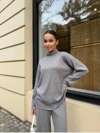 Теплий прогулянковий костюм сiрого кольору 29608