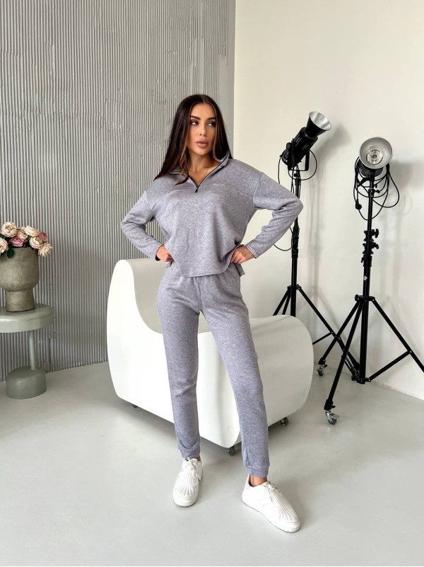 Жіночий теплий костюм із ангори сірого кольору 29622