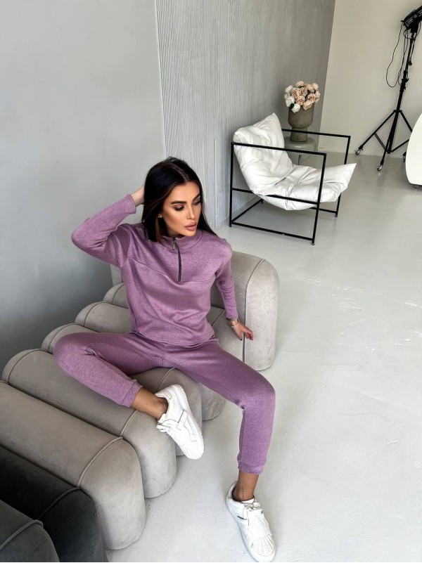 Жіночий теплий костюм із ангори пудрового кольору 29626