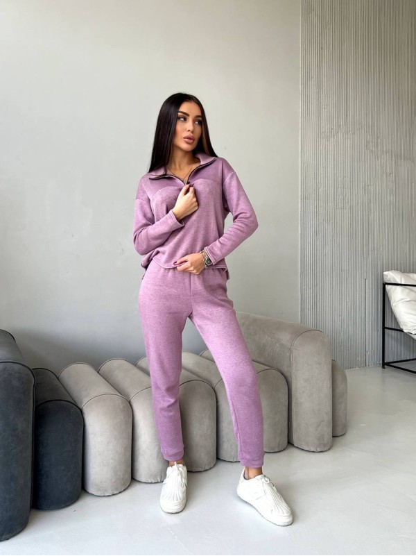 Жіночий теплий костюм із ангори пудрового кольору 29626