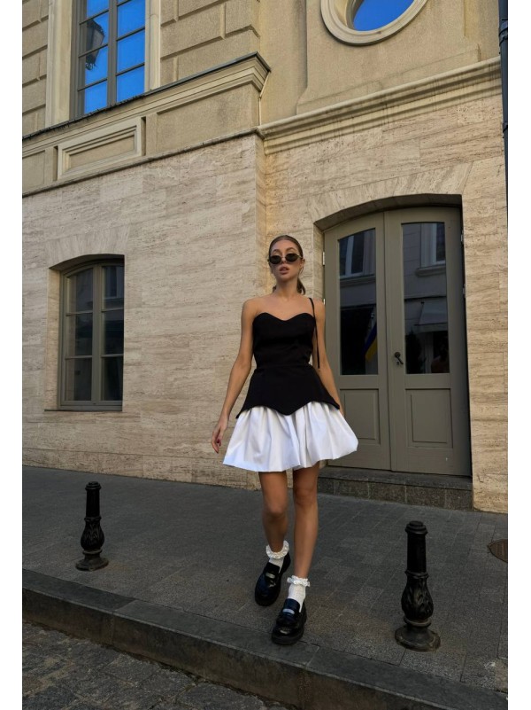 Жіночий комплект (спідниця+корсет) чорного кольору 29639