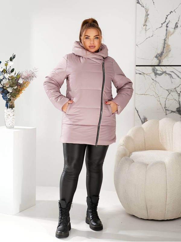 Жіноча зимова куртка пудрового кольору 29655
