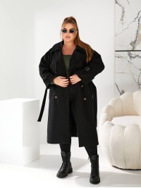 Тепле пальто кашемірове чорного кольору 29657