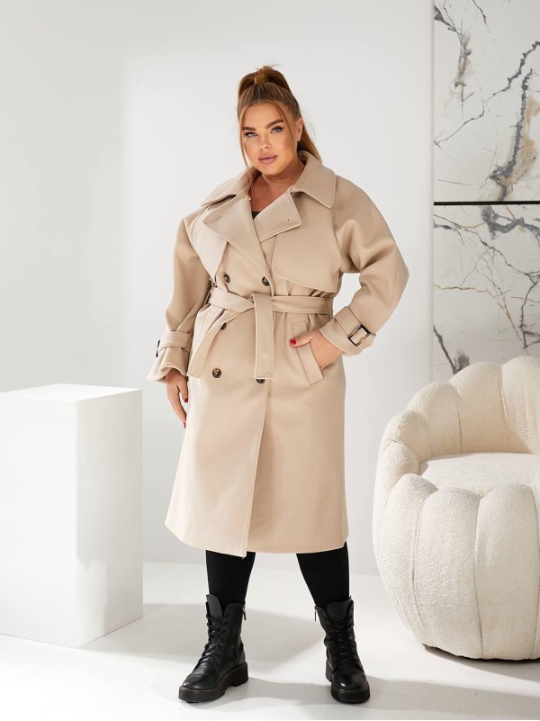 Тепле пальто кашемірове молочного кольору 29658